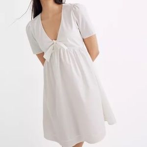 Madewell Tie-Front Mini Dress White 10 NEW